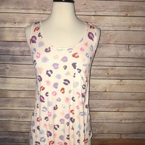 Grace & Lace Multicolor Leopard Pocket Tank Top Soft  size small Rainbow Ivory